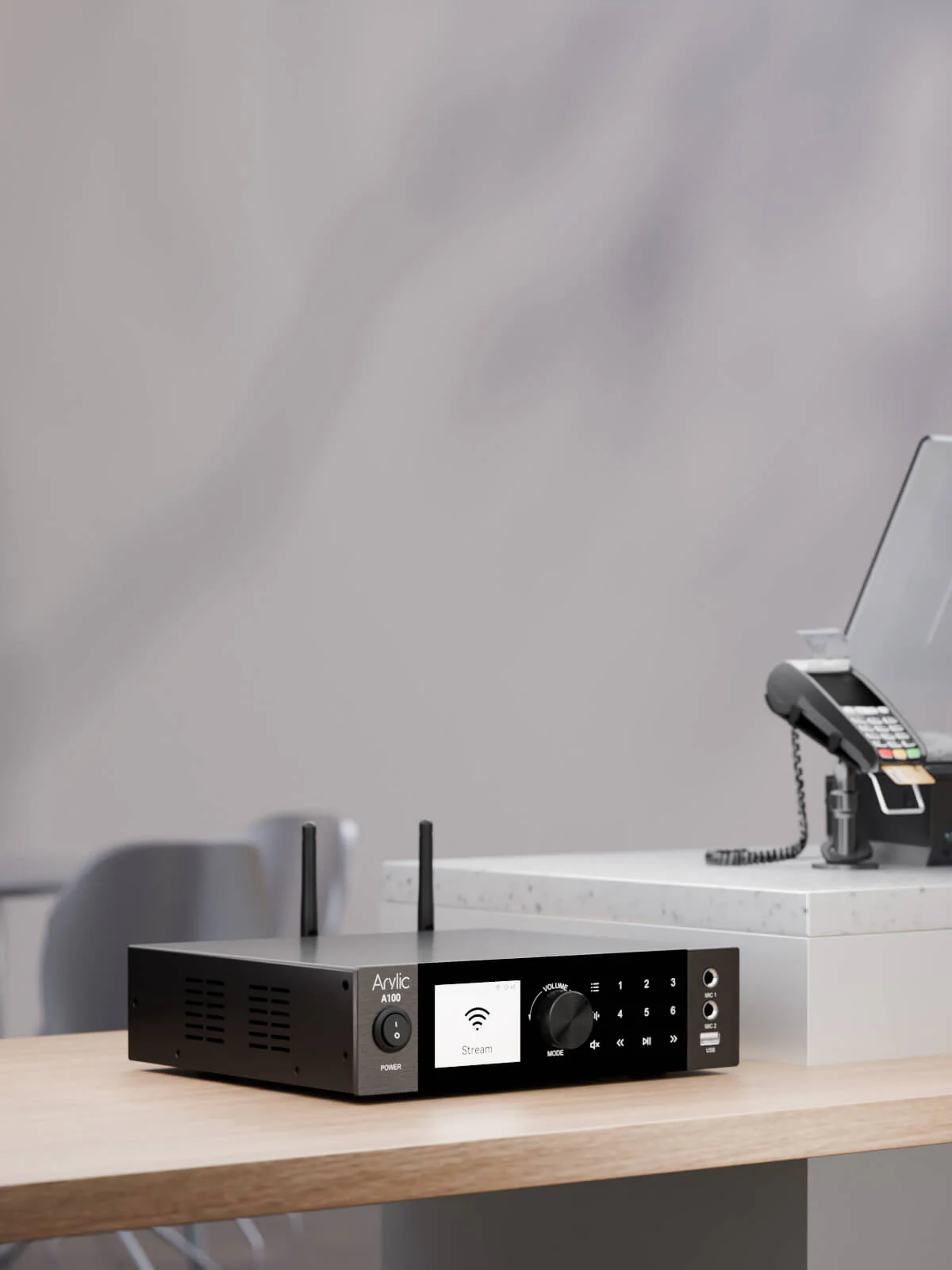 a100 100w x 2 power amplifier with fm 12