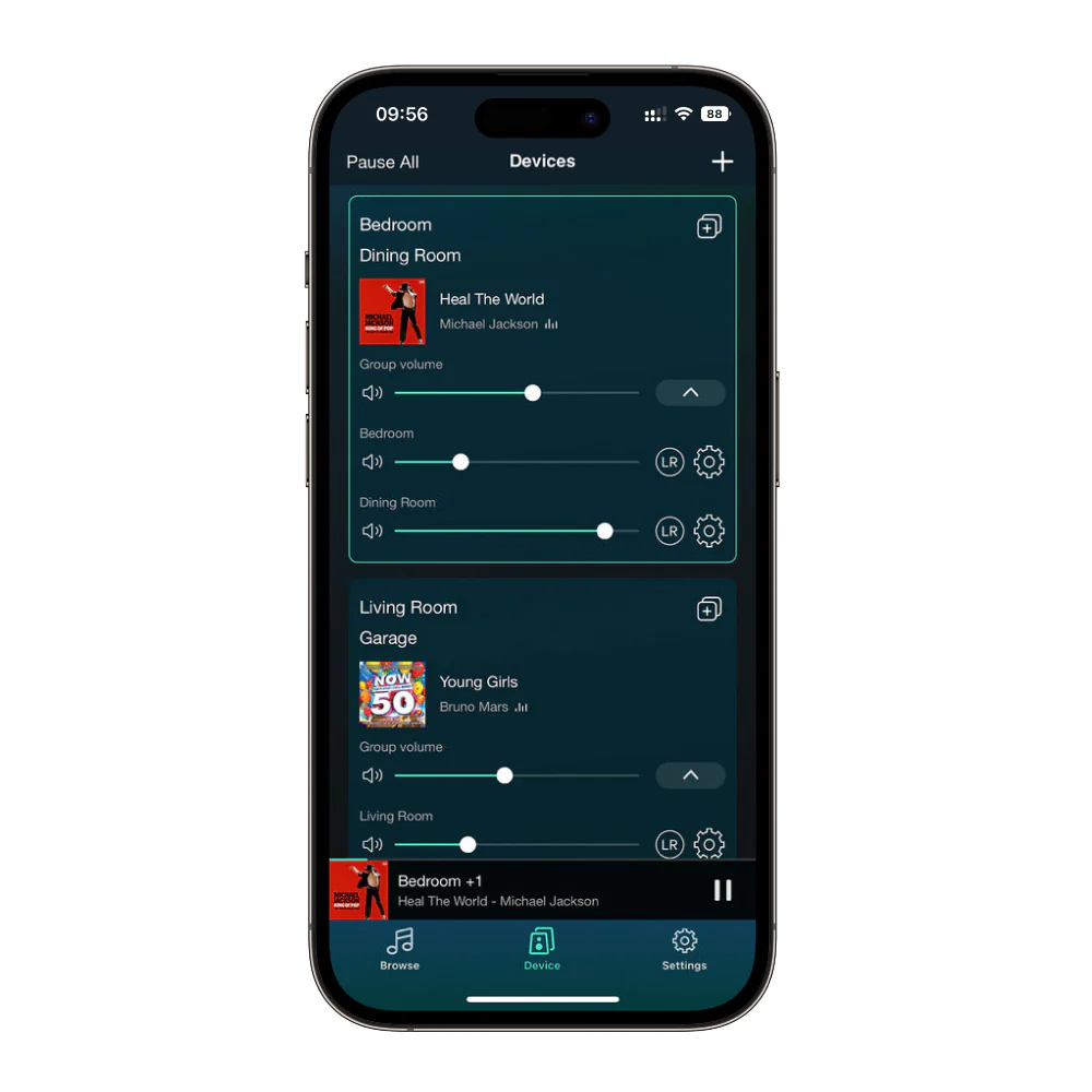 Icono o diagrama de grupo multizona para audio
