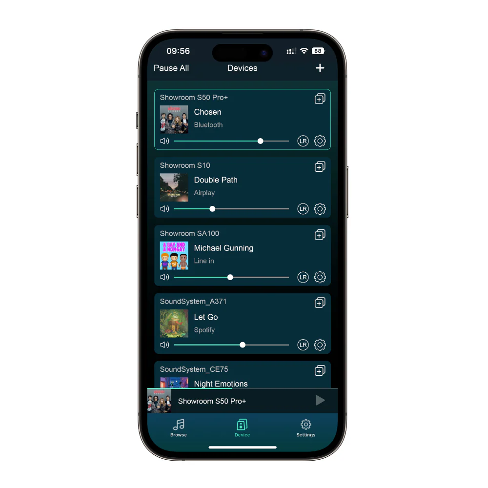 Representación del control de volumen independiente en sistema multiroom