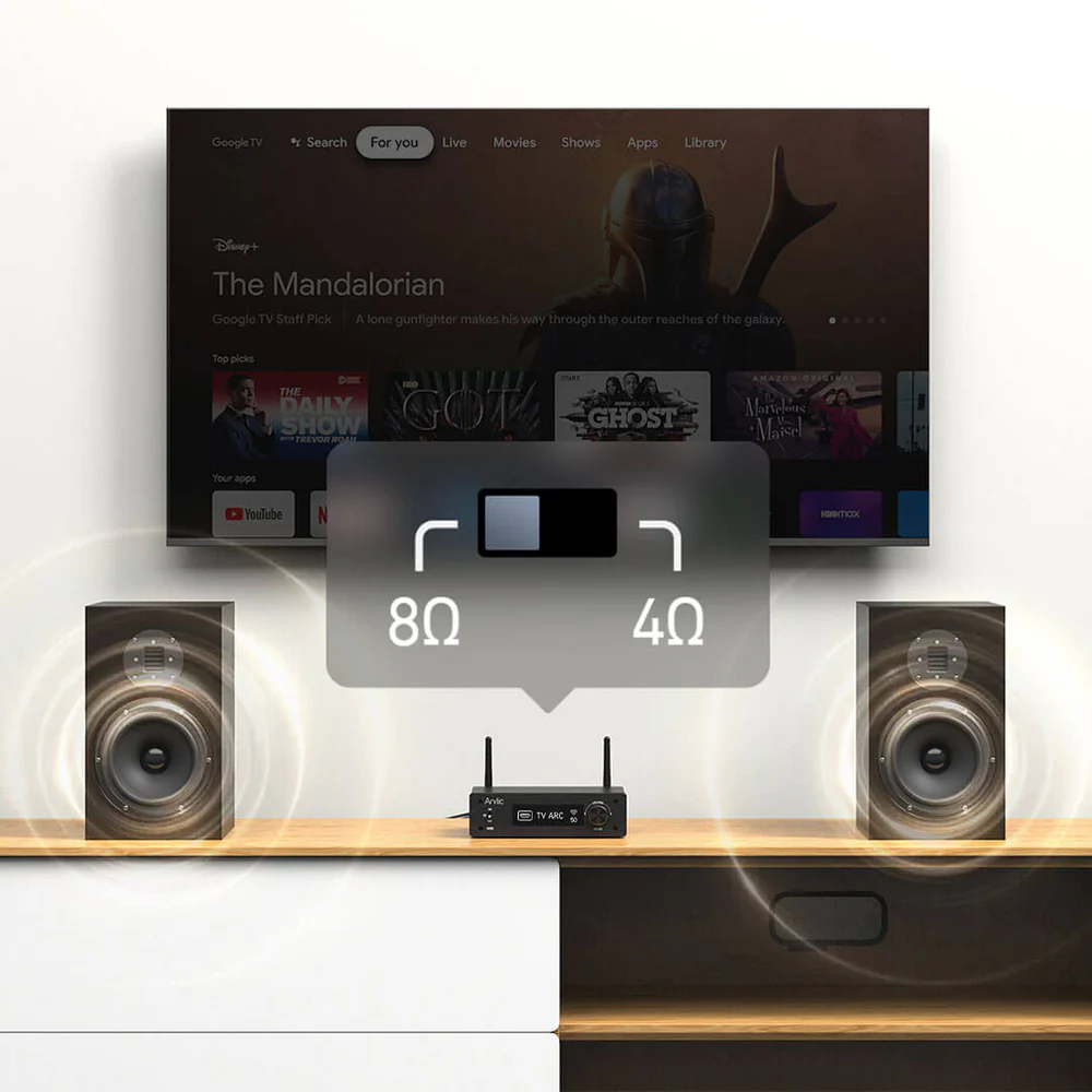 Selector de impedancia de 4Ω y 8Ω en el panel trasero del H50